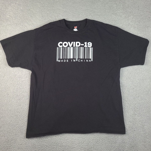 Hanes T-Shirt Humor Pandemic Mens‎ 2XL Black Barcode Short Sleeve - Picture 1 of 10
